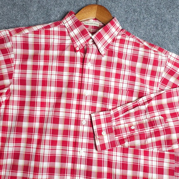 L.L. Bean Other - L.L. Bean Button Down Shirt Mens Medium Red Plaid Regular Fit Long Sleeve Preppy